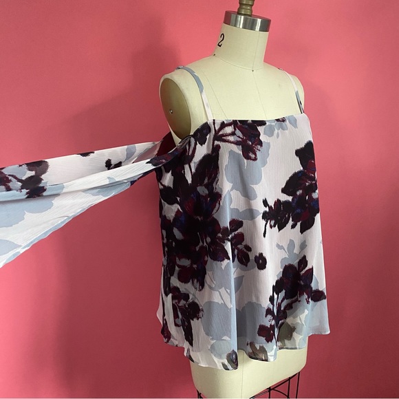 🌈4/$20🌈 Beautiful Rachel Rachel Roy Off the Shoulder Delicate Floral Blouse L - Picture 8 of 10